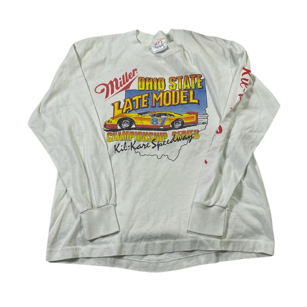 Vintage Ohio State Late Model Racing T-Shirt Miller Lite VTG TeeJays Medium